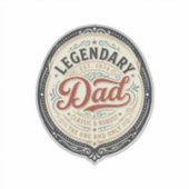 Legendary Dad Vintage Gravure Shirt Ontwerp_1 Sticker (Voorkant)
