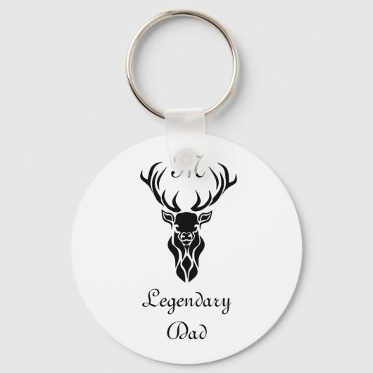 Legendary Dad White Tail Deer Black Silhouette Sleutelhanger (Voorkant)