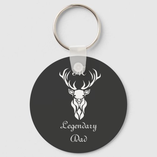 Legendary Dad White Tail Deer White Chalk Shadow Sleutelhanger (Voorkant)