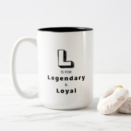 Legendary en Loyal L - Gepersonaliseerde Luxe Loft Tweekleurige Koffiemok