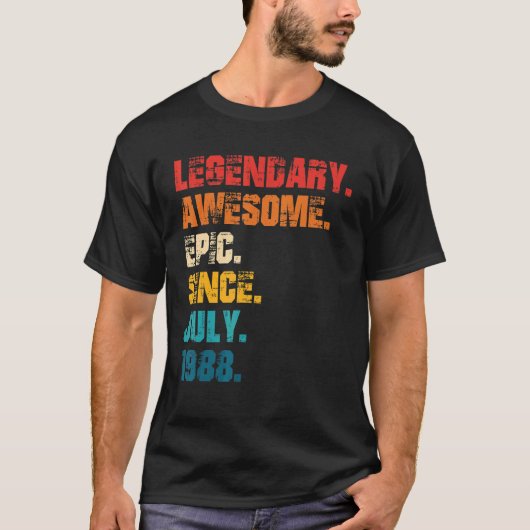 Legendary Geweldige epic from Juli 1988 Retro Styl T-shirt (Voorkant)