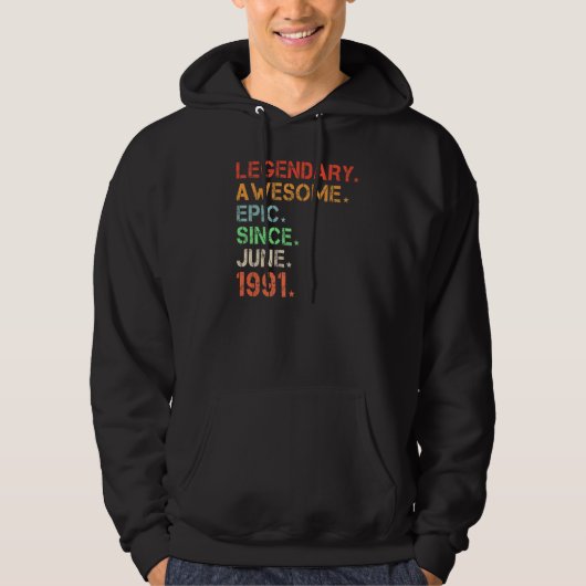 Legendary Geweldige epic from June 1991 Retro Birt Hoodie (Voorkant)
