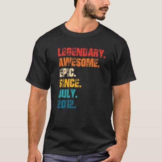 Legendary Geweldige EPIC sinds juli 2012 Retrostij T-shirt (Voorkant)