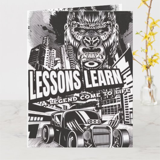 LEGENDARY GORILLA LESSONS LEARN GREETING CARD  KAART (Gele Bloem)