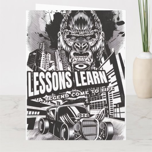 LEGENDARY GORILLA LESSONS LEARN GREETING CARD  KAART (Achterkant)