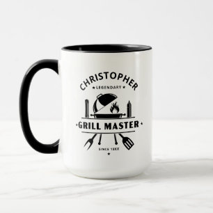 Legendary Grill Master Aangepaste naam Zwart & W Mok