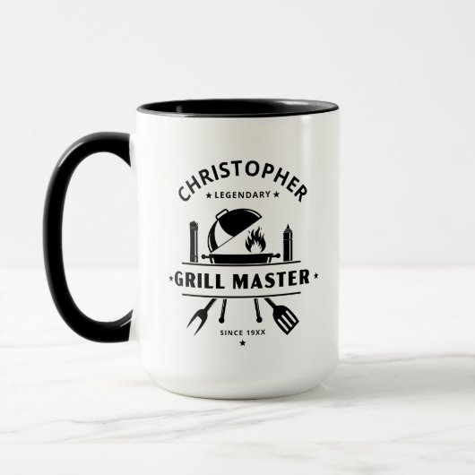 Legendary Grill Master | Aangepaste naam Zwart & W Mok (Links)
