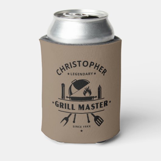 Legendary Grill Master Gepersonaliseerde naam BBQ Blikjeskoeler (Blikje Achterkant)