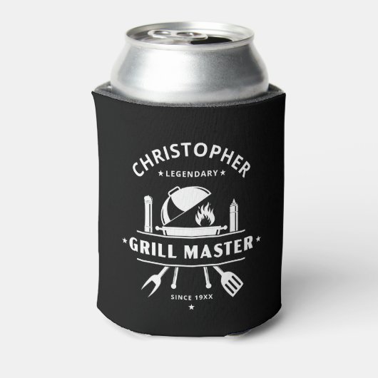 Legendary Grill Master Gepersonaliseerde Naam BBQ Blikjeskoeler (Blikje Achterkant)