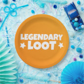 Legendary Loot Gamer Kinder Yellow Text Slogan Papieren Bordje (Feest)