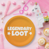 Legendary Loot Gamer Kinder Yellow Text Slogan Papieren Bordje (Feest)
