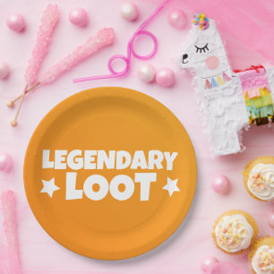 Legendary Loot Gamer Kinder Yellow Text Slogan Papieren Bordje