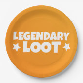 Legendary Loot Gamer Kinder Yellow Text Slogan Papieren Bordje (Voorkant)