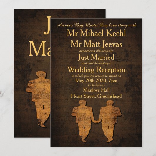 Legendary Love Gay Wedding Reception Uitnodiging (Voorkant / Achterkant)