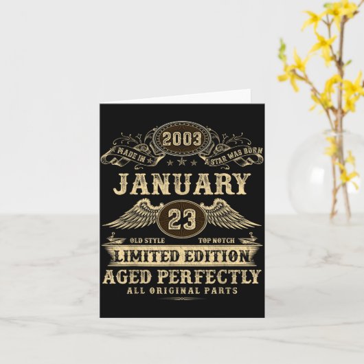 Legendary Man Born January 2003 23rd Birthday Kaart (Gele Bloem)