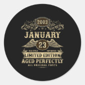 Legendary Man Born January 2003 23rd Birthday  Ronde Sticker (Voorkant)