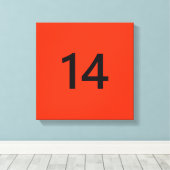 Legendary No. 14 in oranje en zwart Canvas Afdruk (Insitu (Houten vloer))