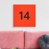 Legendary No. 14 in oranje en zwart Canvas Afdruk (Insitu (Woonkamer))