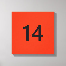 Legendary No. 14 in oranje en zwart Canvas Afdruk