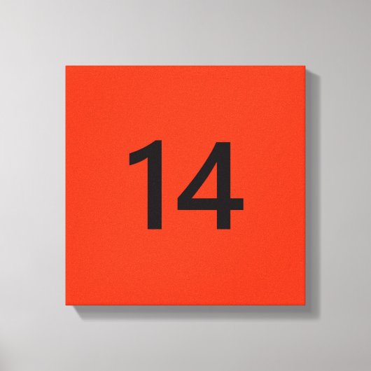 Legendary No. 14 in oranje en zwart Canvas Afdruk (Voorkant)