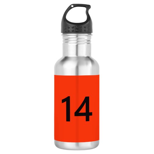 Legendary No. 14 in oranje en zwart Waterfles (Voorkant)