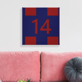 Legendary No. 14 in rood en blauw Canvas Afdruk (Insitu (Woonkamer))
