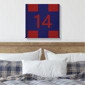 Legendary No. 14 in rood en blauw Canvas Afdruk (Insitu (Slaapkamer))