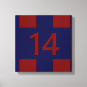 Legendary No. 14 in rood en blauw Canvas Afdruk (Voorkant)