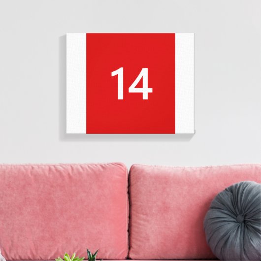 Legendary No. 14 in rood en wit Canvas Afdruk (Insitu (Woonkamer))