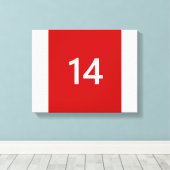 Legendary No. 14 in rood en wit Canvas Afdruk (Insitu (Houten vloer))