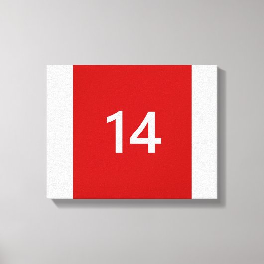 Legendary No. 14 in rood en wit Canvas Afdruk (Voorkant)