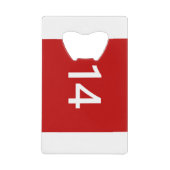 Legendary No. 14 in rood en wit Creditkaart Flessenopener (Voorkant)