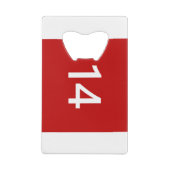 Legendary No. 14 in rood en wit Creditkaart Flessenopener (Achterkant)