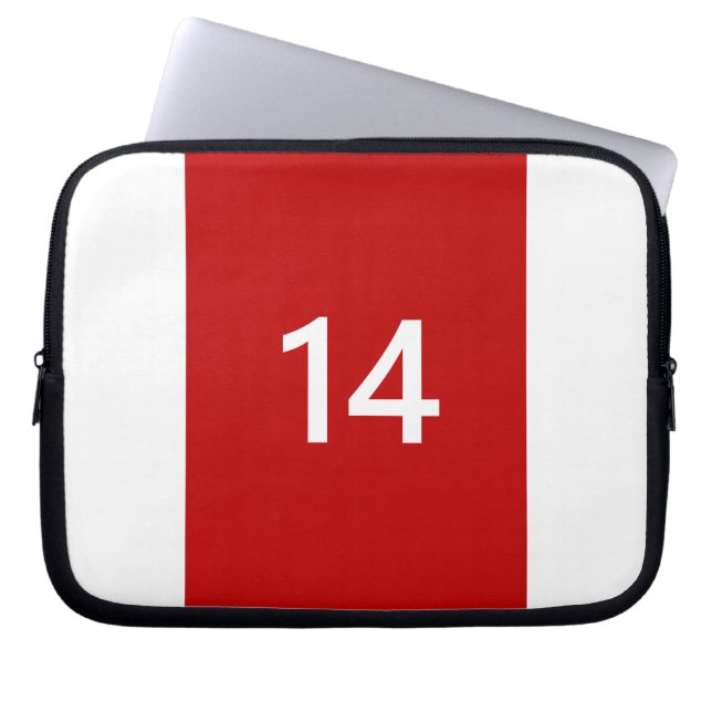 Legendary No. 14 in rood en wit Laptop Sleeve (Voorkant)