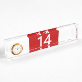 Legendary No. 14 in rood en wit Naambordje