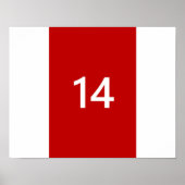 Legendary No. 14 in rood en wit Poster (Voorkant)