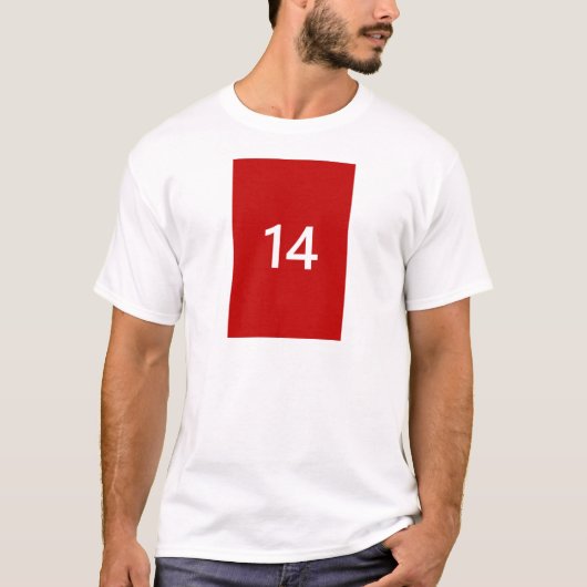 Legendary No. 14 in rood en wit T-shirt (Voorkant)