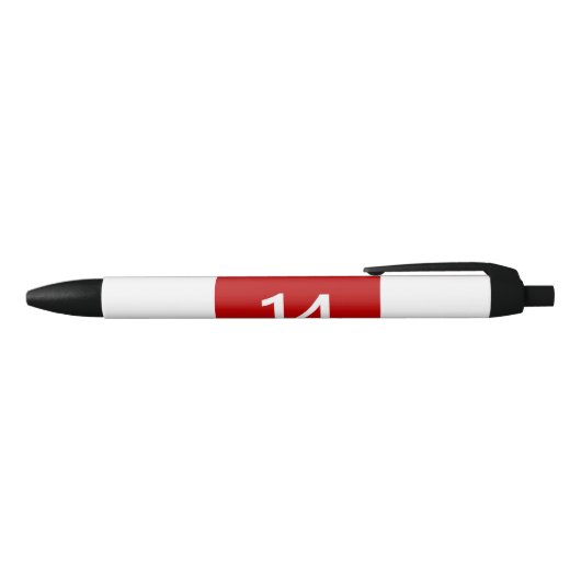 Legendary No. 14 in rood en wit Zwarte Inkt Pen (Bovenkant)