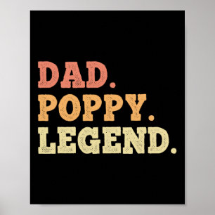 Legendary papa Poppy Retro Vintage Grappig Legenda Poster