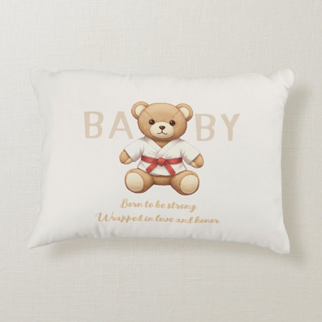 Legendary Red Belt Judo Bear – Baby Shower Accent Kussen (Achterkant)