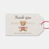 Legendary Red Belt Judo Bear – Baby Shower Cadeaulabel (Voorkant (Horizontaal))