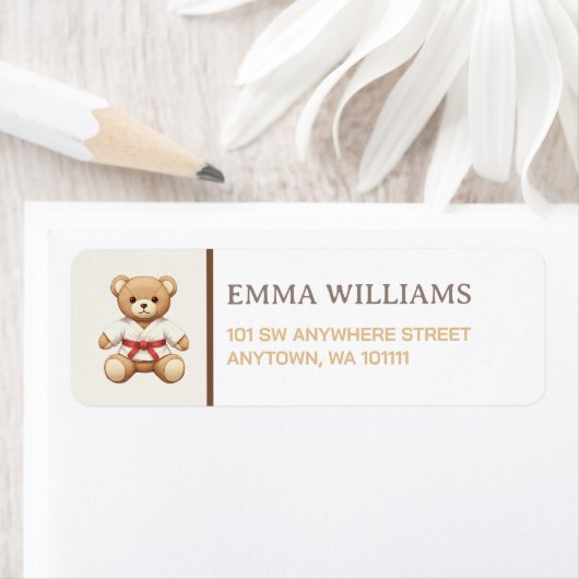 Legendary Red Belt Judo Bear – Baby Shower Etiket (Insitu)