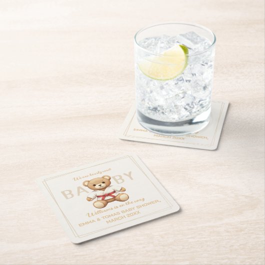 Legendary Red Belt Judo Bear – Baby Shower Kartonnen Onderzetters (Insitu)