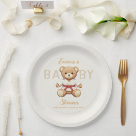Legendary Red Belt Judo Bear – Baby Shower Papieren Bordje
