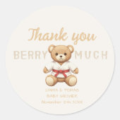 Legendary Red Belt Judo Bear – Baby Shower Ronde Sticker (Voorkant)