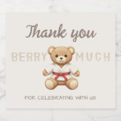 Legendary Red Belt Judo Bear – Baby Shower Sparkling Wijnetiket (Enkel label)