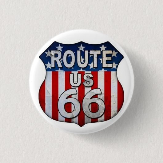 * LEGENDARY ROUTE 66 BADGE/BUTTON* RONDE BUTTON 3,2 CM (Voorkant)