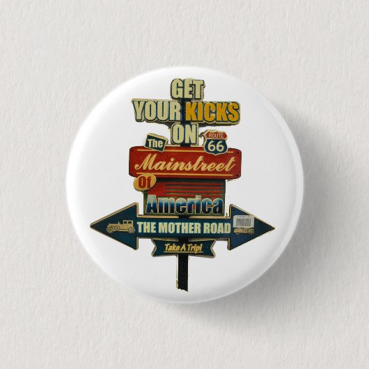 * LEGENDARY ROUTE 66 BUTTON** RONDE BUTTON 3,2 CM (Voorkant)