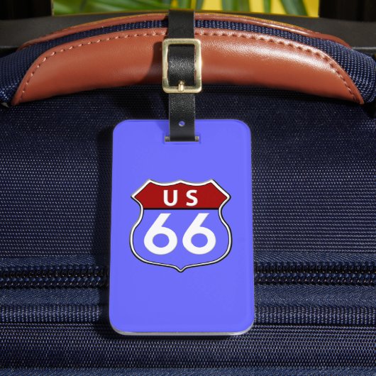 Legendary Route 66 Road Sign Blue Bagagelabel (Voorkant Insitu 2)