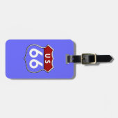 Legendary Route 66 Road Sign Blue Bagagelabel (Voorkant horizontaal)